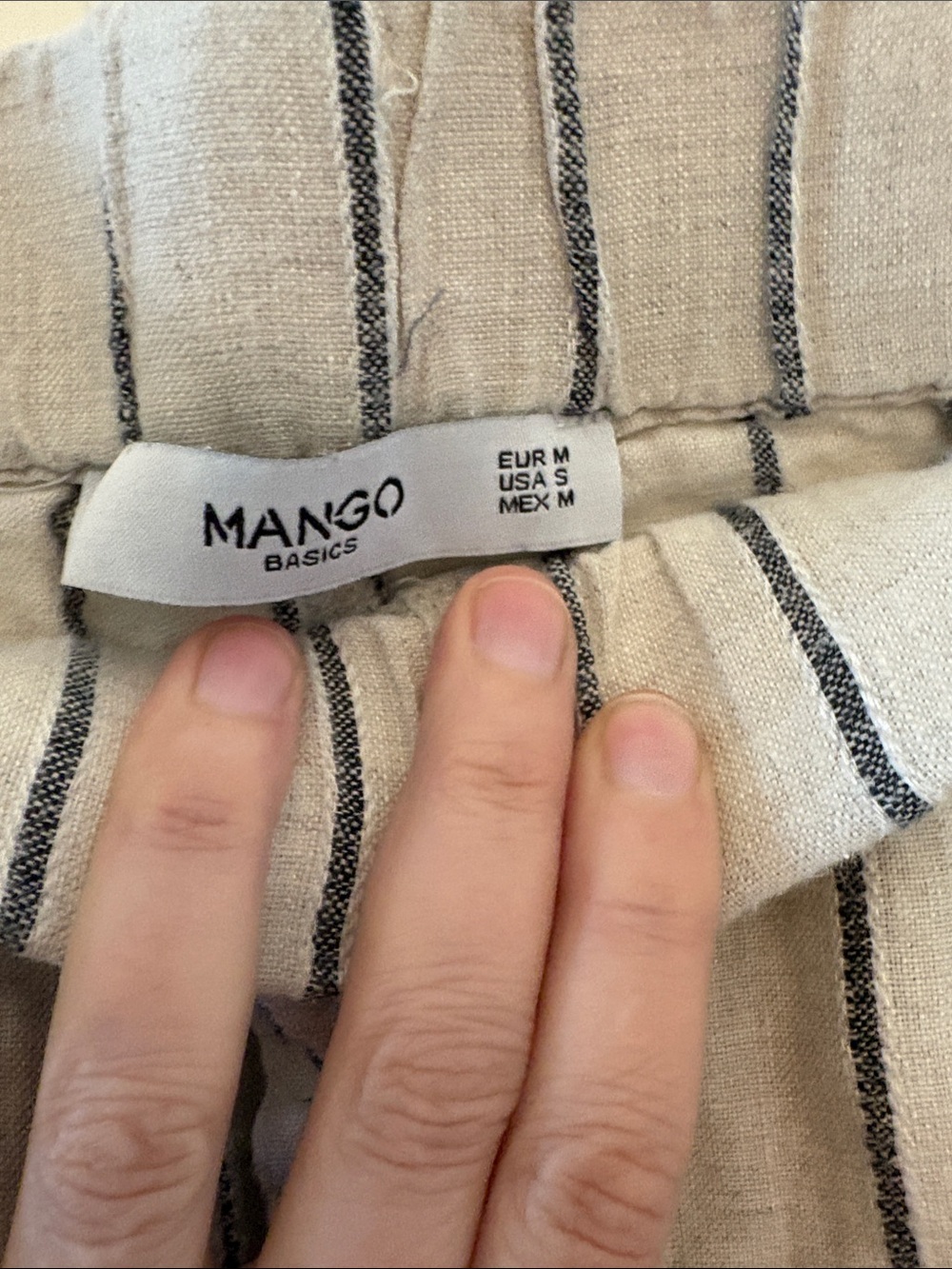 Mango Linen Striped Drawstring Pants - S - Picture 2 of 6
